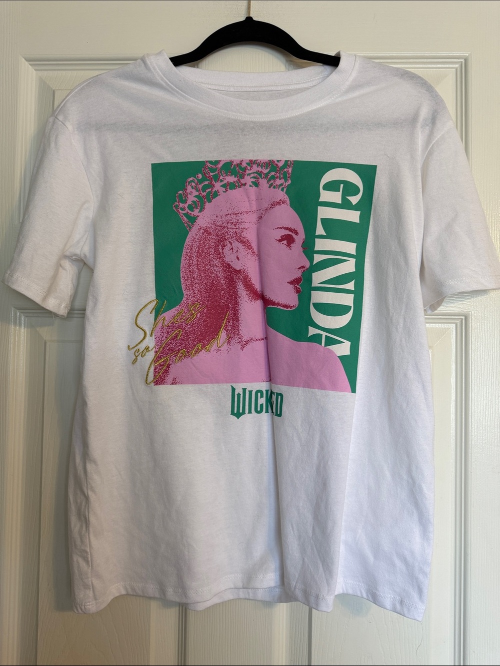 Wicked Glinda Graphic Tee - White with Pink & Green Print